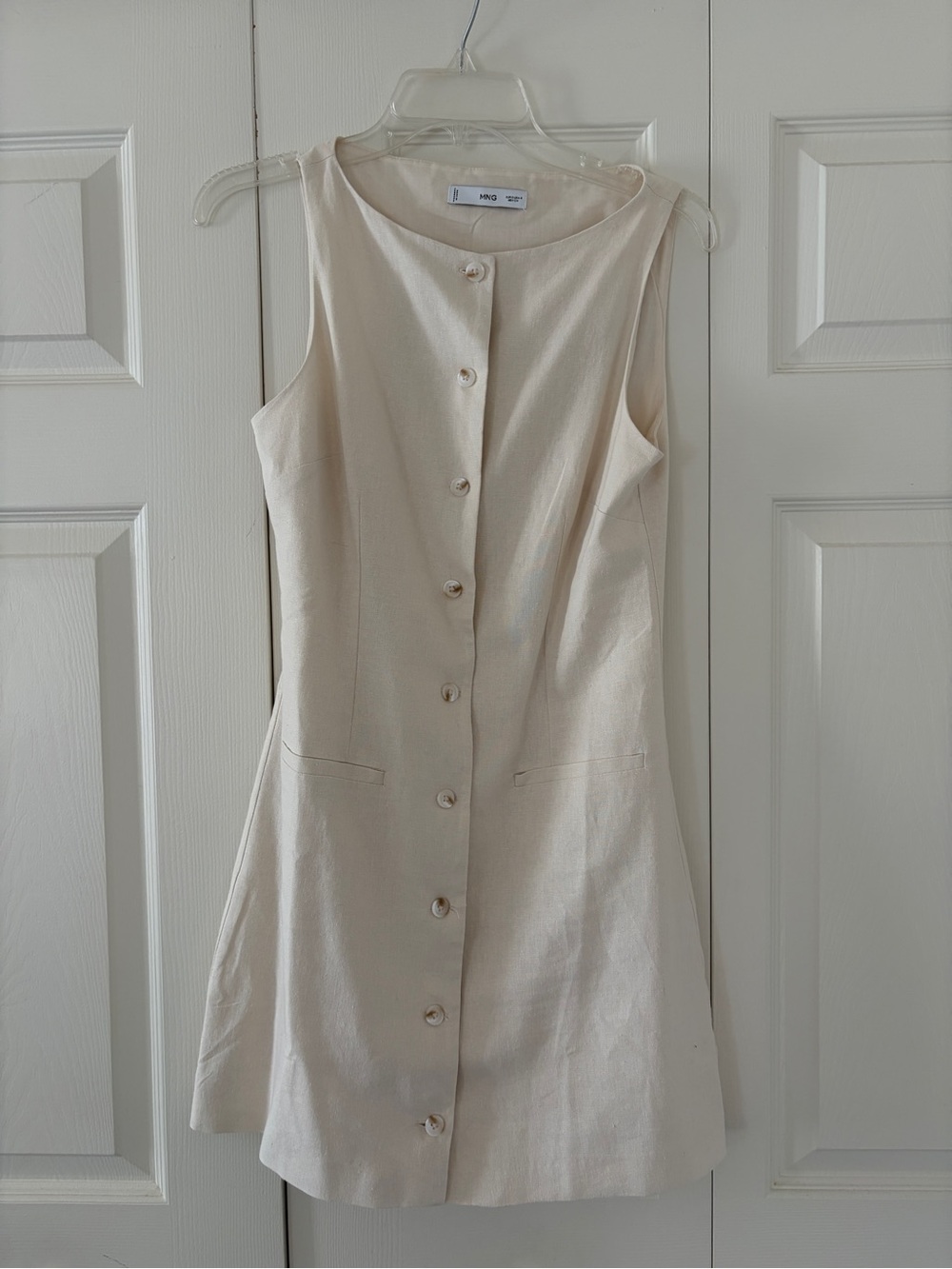 MANGO Cream Sleeveless Button-Front Dress